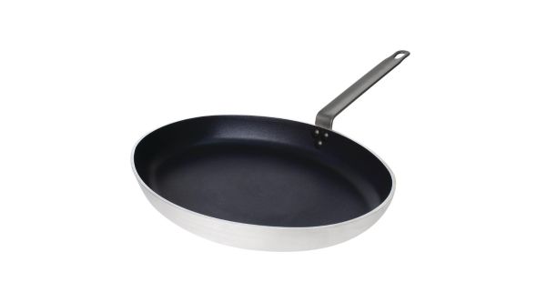 Vogue Aluminium Non-Stick Teflon Platinum Plus Oval Frying Pan 36cm