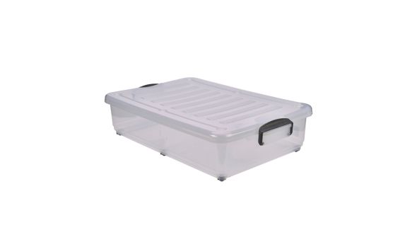 Storage Box 40L W/ Clip Handles On Wheels