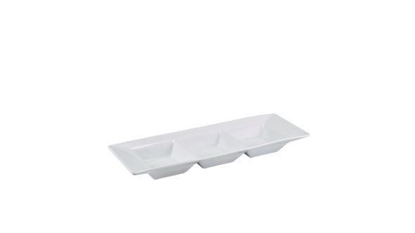 GenWare Porcelain Triple Dish 25.4 x 9cm/ 10 x 3.5"