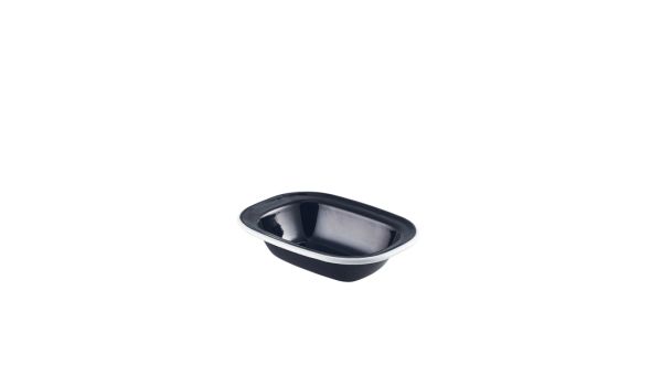 Enamel Pie Dish Black with White Rim 16cm
