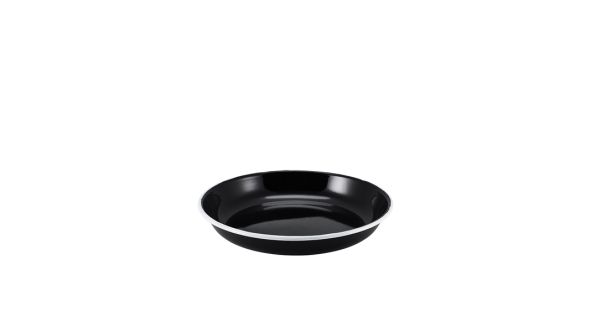 Enamel Rice/ Pasta Plate Black with White Rim 20cm