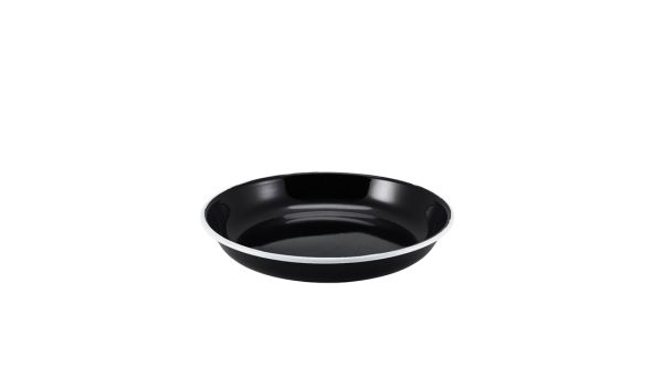 Enamel Rice/ Pasta Plate Black with White Rim 24cm