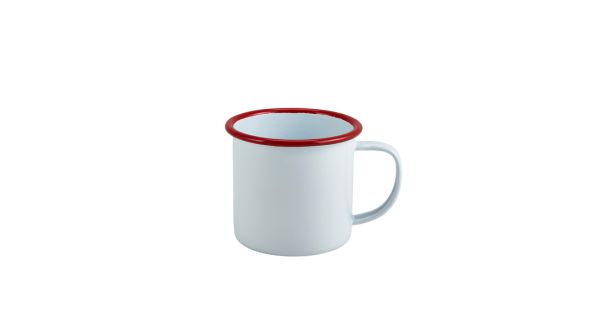 Enamel Mug White with Red Rim 36cl/ 12.5oz