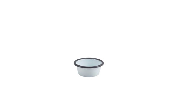 Enamel Ramekin White with Grey Rim 8cm Dia 90ml/ 3.2oz