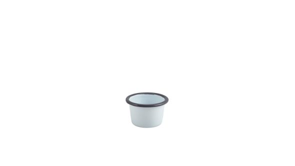 Enamel Ramekin White with Grey Rim 7cm Dia 90ml/ 3.2oz