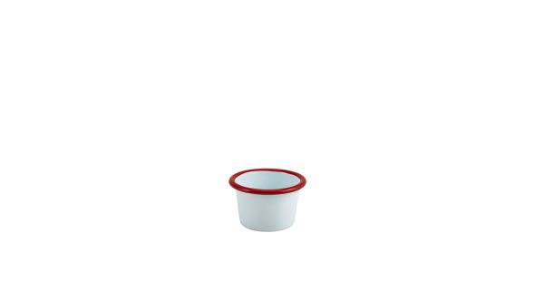 Enamel Ramekin White with Red Rim 7cm Dia 90ml/ 3.2oz