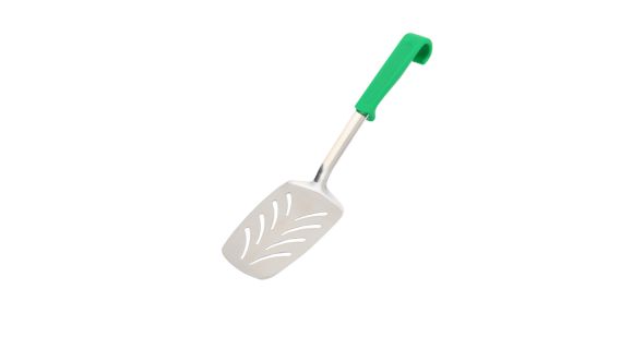 Genware Plastic Handle Slotted Turner Green