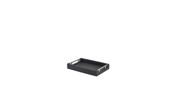 GenWare Solid Black Tray with Metal Handles 30 x 20cm