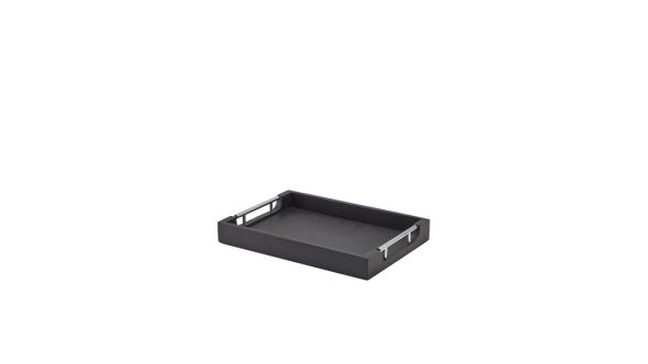GenWare Solid Black Tray with Metal Handles 35 x 25cm