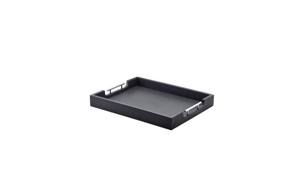 GenWare Solid Black Butlers Tray with Metal Handles 50 x 39.5cm