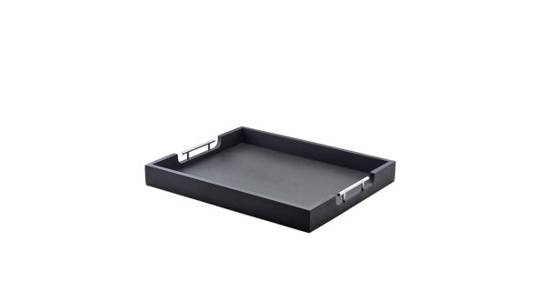 GenWare Solid Black Butlers Tray with Metal Handles 54.5 x 44cm