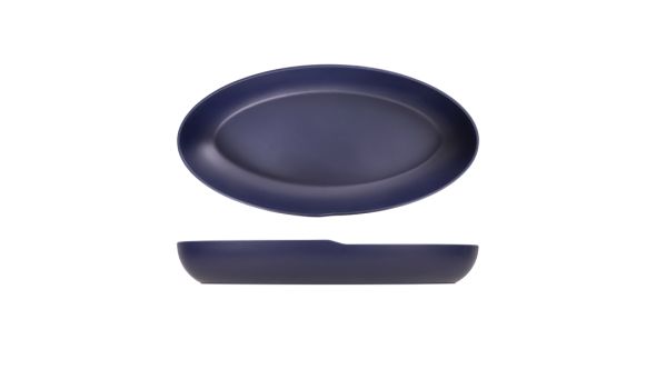 Denim Blue Copenhagen Oval Melamine Deep Dish 55 x 27.5 x 7.5cm
