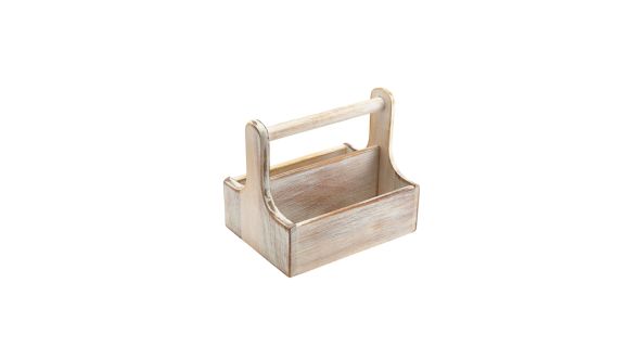 Medium White Wooden Table Caddy