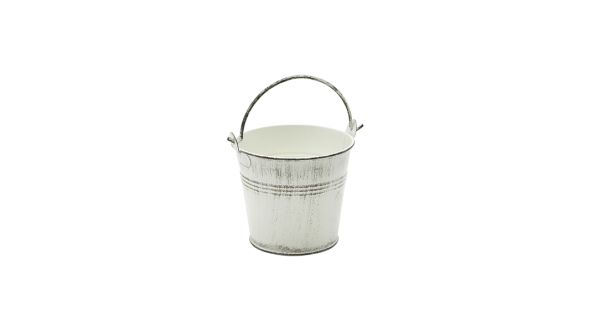 Galvanised Steel Serving Bucket 10cm Dia White Wash