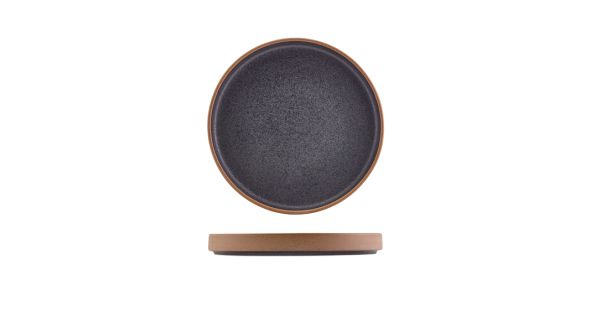 GenWare Kava Black Stoneware Raw Wall Presentation Plate 20cm