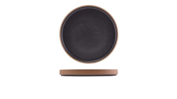 GenWare Kava Black Stoneware Raw Wall Presentation Plate 25cm