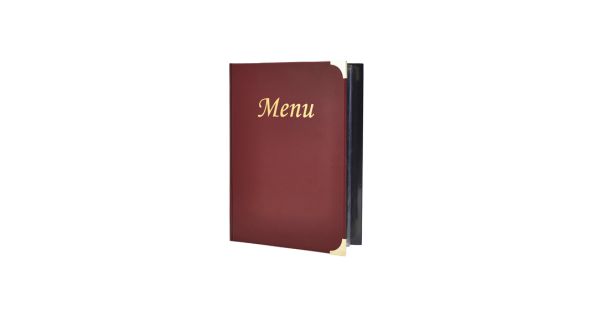 A4 Menu Holder Wine Red 8 Pages