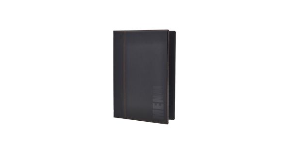 Contemporary A4 Menu Holder Black 4 Pages