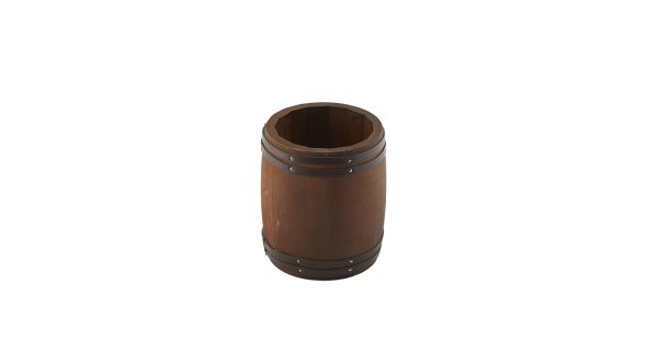 Miniature Dark Wooden Barrel 11.5 Dia x 13.5cm