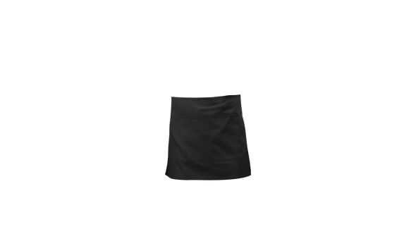 Black Short Apron W/ Split Pocket  70cm x 37cm