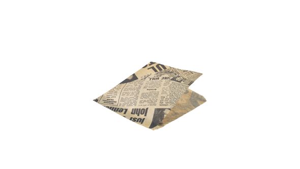 Greaseproof Paper Bags Brown Newspaper Print 17.5 x 17.5cm