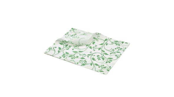 Greaseproof Paper Green Floral Print 25 x 20cm
