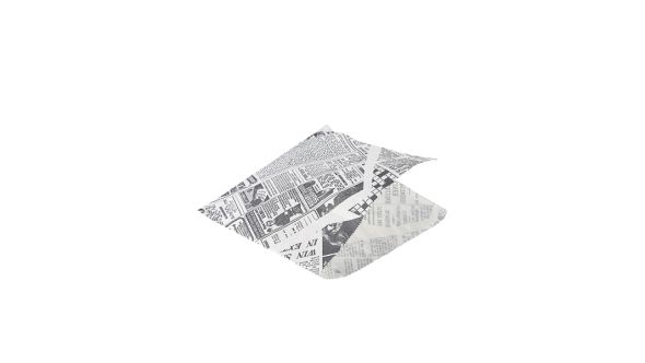 Greaseproof Paper Bags White Newspaper Print 17.5 x 17.5cm