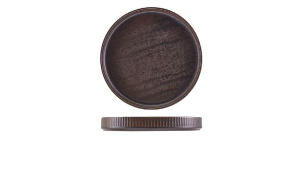 Terra Porcelain Black Fluted Presentation Plate 26cm