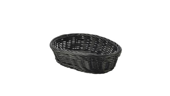 Black Oval Polywicker Basket 22.5 x 15.5 x 6.5cm