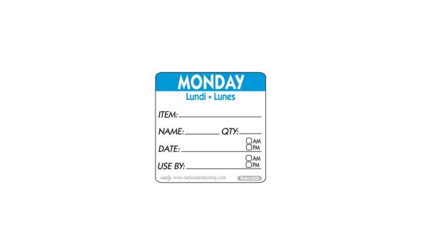 50mm Monday Removable Day Label(500)