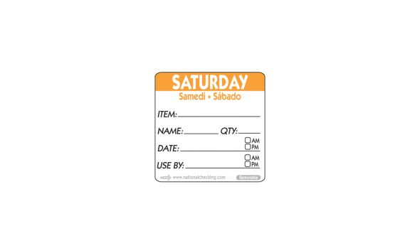 50mm Saturday Removable Day Label (500)