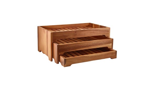GenWare Acacia Wood 3 Tier Display Stand GN 1/1