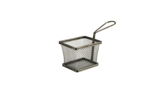 Black Serving Fry Basket Rectangular 10 x 8 x 7.5cm