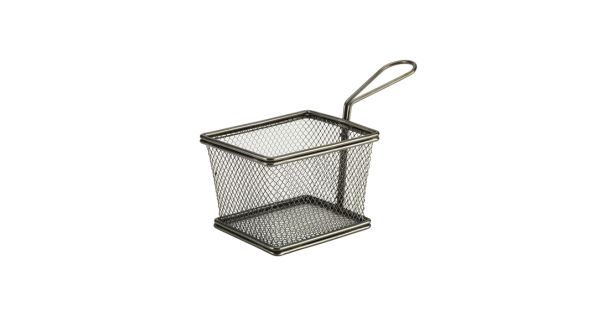 Black Serving Fry Basket Rectangular 12.5 x 10 x 8.5cm