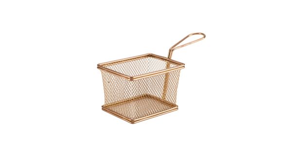 Copper Serving Fry Basket Rectangular 12.5 x 10 x 8.5cm