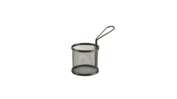 Black Serving Fry Basket  Round 9.3 x 9cm