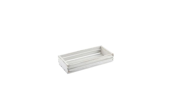 Genware White Wash Wooden Crate 25 x 12 x 5cm
