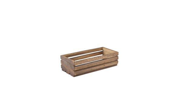 Genware Dark Rustic Wooden Crate 25 x 12 x 7.5cm