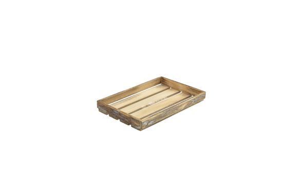 Genware Dark Rustic Wooden Crate 35 x 23 x 4cm
