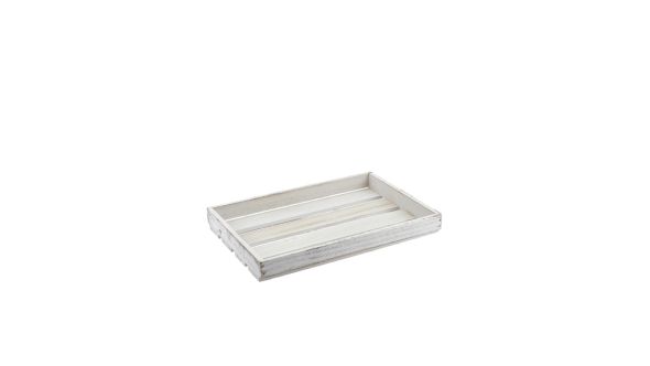 Genware White Wash Wooden Crate 35 x 23 x 4cm