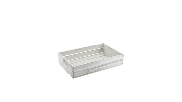 Genware White Wash Wooden Crate 35 x 23 x 8cm