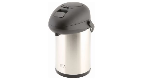 Tea Inscribed St/St Vacuum Pump Pot 2.5L