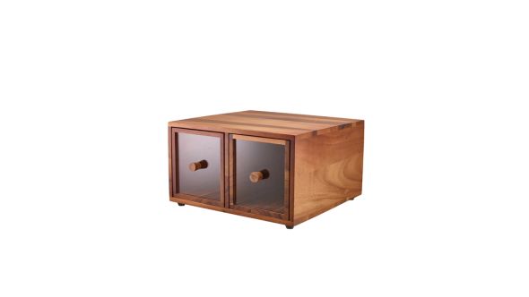 GenWare Acacia Wood Double Bread Box