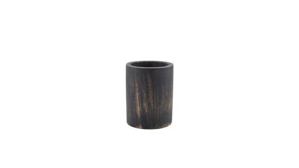 GenWare Black Wash Acacia Wood Cutlery Cylinder