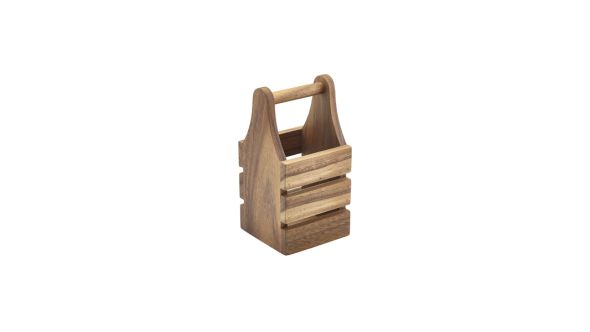 Acacia Wood Cutlery Holder 10 x 10 x 20cm
