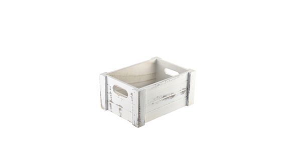 Genware White Wash Wooden Crate 22.8x16.5x11cm