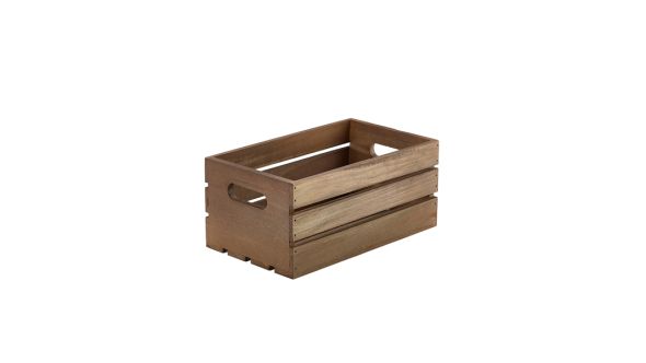 Genware Dark Rustic Wooden Crate 27 x 16 x 12cm