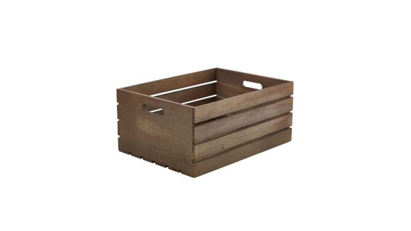 Genware Dark Rustic Wooden Crate 41 x 30 x 18cm