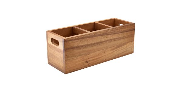 GenWare Acacia Wood 3 Compartment Cutlery Box