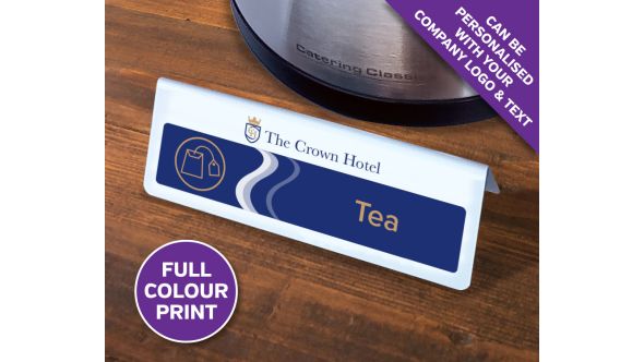 Personalised Beverage Display Table Tent Notices - White